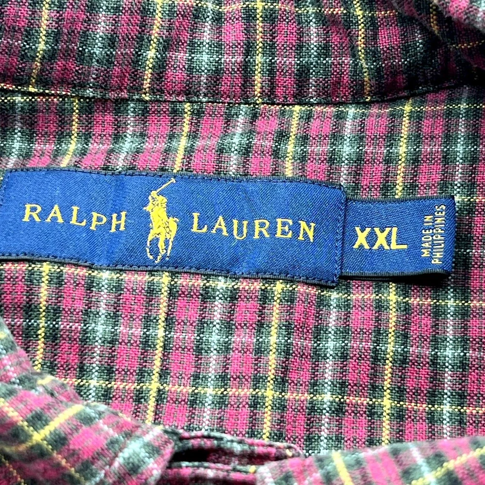 Polo Ralph Lauren‎ Mens Shirt Long Sleeve Button Down Size XXL 2XL Plaid Red